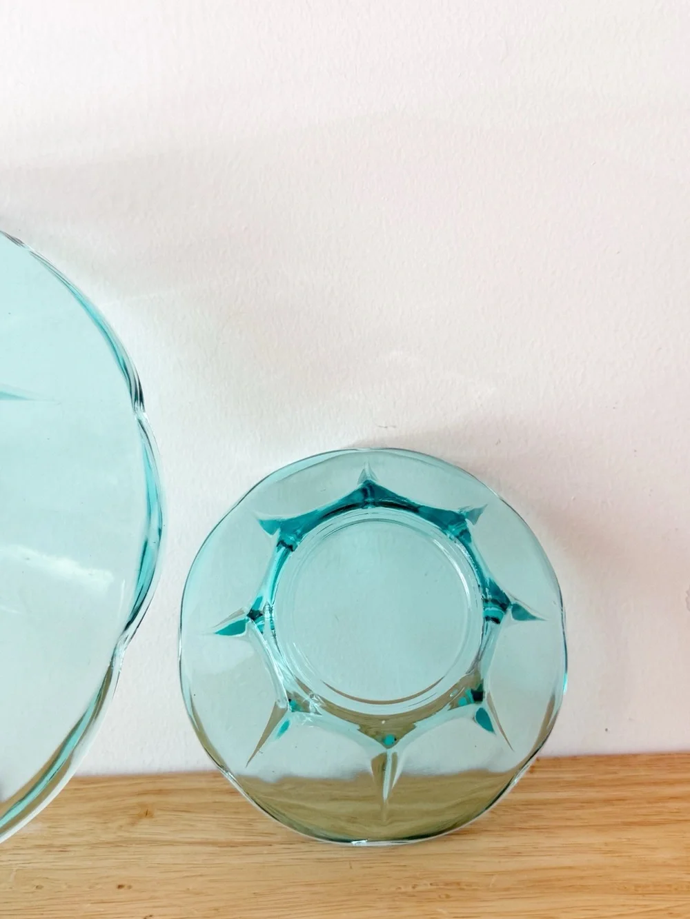 Anchor Hocking Swedish Modern Aquamarine Glass Chip & Dip Dessert Serving Set